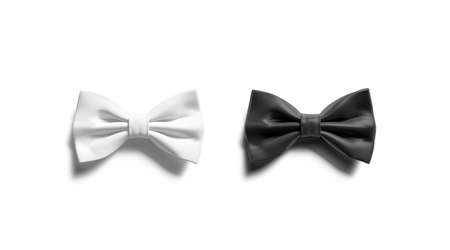 Blank black and white bow tie mock up, top viewの写真素材
