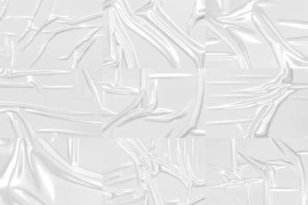 Blank transparent plastic foil wrap overlay mockup, gray backgroundの写真素材