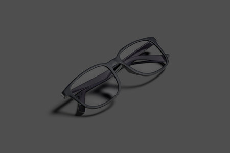 Blank black eye glasses with frame mock up, dark background