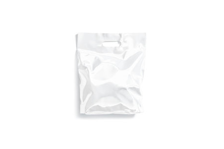 Blank white die-cut small plastic bag with handle hole mockup