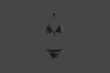 Blank black woman bikini mock up, dark backgroundの写真素材