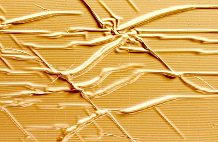 Blank gold adhesive crumpled tape mockup texture