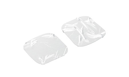 Blank white square adhesive crumpled tape mockup, side viewの写真素材
