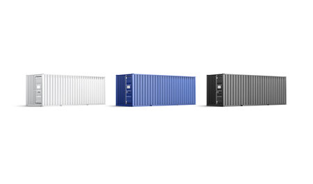Blank black, white, blue steel cargo container door mockup, isolatedの写真素材