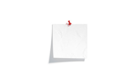 Blank white pinned paper note mockup, depth of field