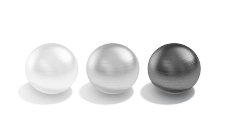 Blank black, white and silver pilates ball mockup, side viewの写真素材