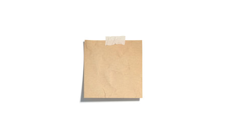 Blank craft taped paper note mockup, isolated, depth of fieldの写真素材