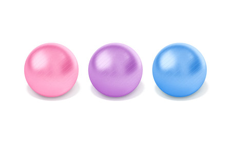 Blank colored pilates ball mockup, top viewの写真素材