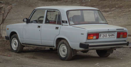 Kazakhstan, Ust-Kamenogorsk, March 29, 2019: Motor car Lada 2105 in the city streetのeditorial素材