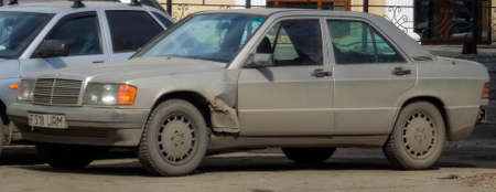 Kazakhstan, Ust-Kamenogorsk, March 29, 2019: Mercedes-Benz 190 (W201). Old german carのeditorial素材