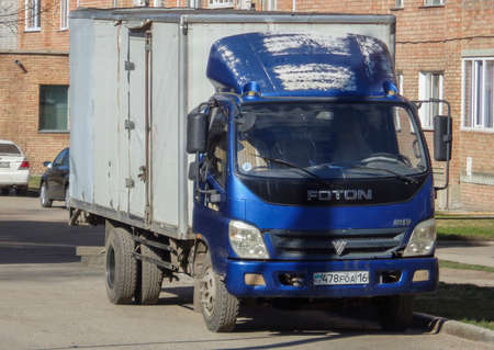 Kazakhstan, Ust-Kamenogorsk, April 11, 2019: Truck FOTON. Blue truckのeditorial素材