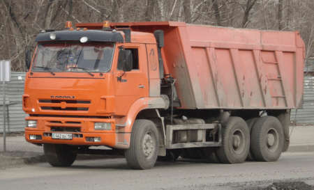 Kazakhstan, Ust-Kamenogorsk, April 3, 2019: Truck KamAZ-6520. Dump truckのeditorial素材