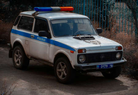 Kazakhstan, Ust-Kamenogorsk, September 1, 2019: Lada 21213 (Lada Niva). Police carのeditorial素材