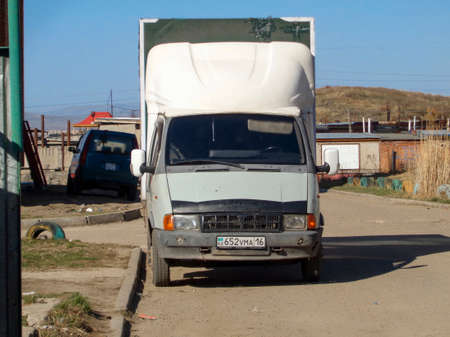 Kazakhstan, Ust-Kamenogorsk, April 11, 2019: GAZ 3302 Gazelle. Commercial vehiclesのeditorial素材