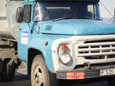 Kazakhstan, Ust-Kamenogorsk, August 16, 2019: Old soviet truck ZIL 130. Zil 130 closeup. Automotive backgroundのeditorial素材