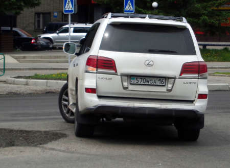 Kazakhstan, Ust-Kamenogorsk, may 22, 2019: Motor car Lexus LX570 on the city streetのeditorial素材