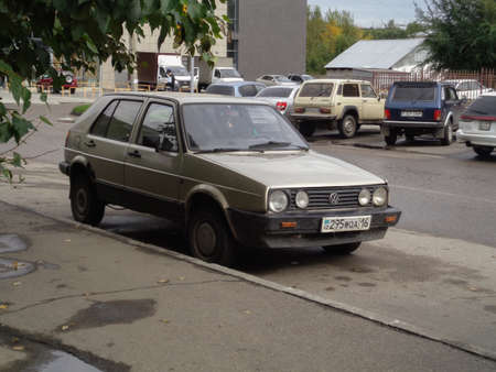 Kazakhstan, Ust-Kamenogorsk, September 11, 2019: Volkswagen Golf 2 (Mk2). Old german carのeditorial素材