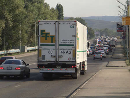 Kazakhstan, Ust-Kamenogorsk, august 16, 2019: Traffic on one of the streets of the cityのeditorial素材