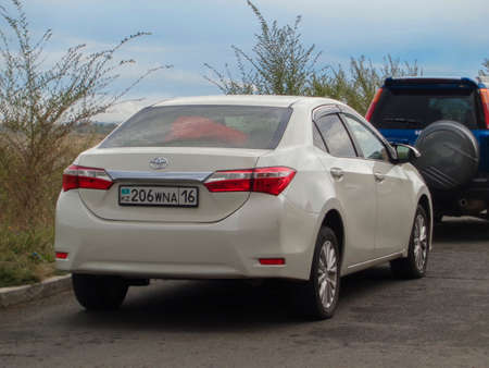 Kazakhstan, Ust-Kamenogorsk, September 8, 2019: Toyota Corolla E170. White carのeditorial素材