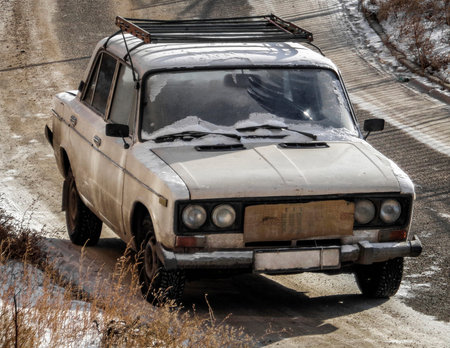 Kazakhstan, Ust-Kamenogorsk, january 28, 2018: Old soviet car Lada 1600. Vaz 2106. Old sedan