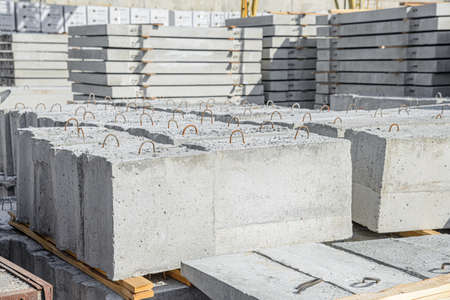 Warehouse of concrete foundation blocks fbsの写真素材