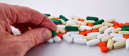 multicolored pills and tablets close upの写真素材
