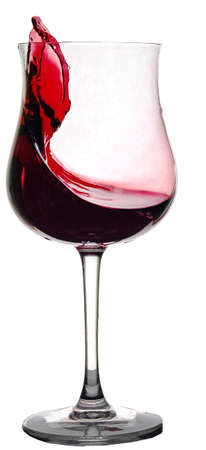 red wine in a glass on a white backgroundの写真素材