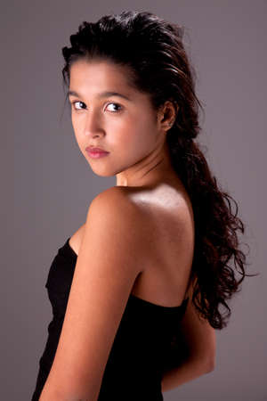 beautiful latin woman, looking to camera, studio shotの写真素材