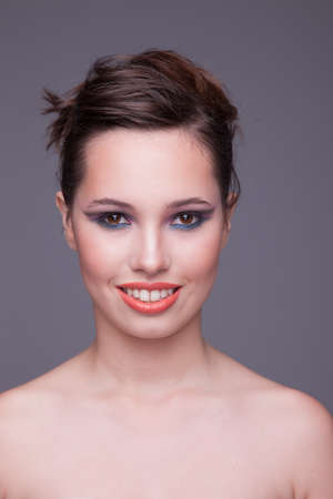 Happy beautiful Woman, studio shotの写真素材