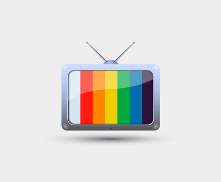 TV icon with colorful stripes on the screenのイラスト素材