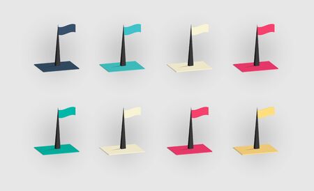 Set of color isometric flagsのイラスト素材