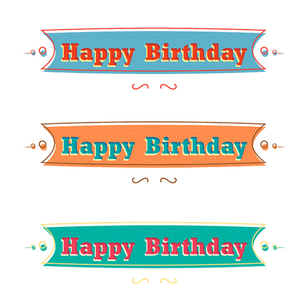 Happy Birthday set of ribbons, greeting cardのイラスト素材