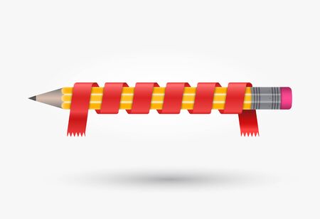 Pencil wrapped in ribbonのイラスト素材