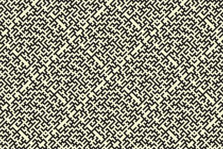 Square seamless pattern of white labyrinth on black, flatのイラスト素材