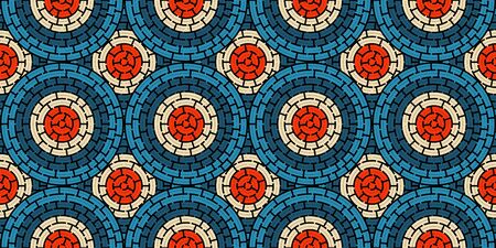 Circular seamless pattern of colored labyrinth, flatのイラスト素材
