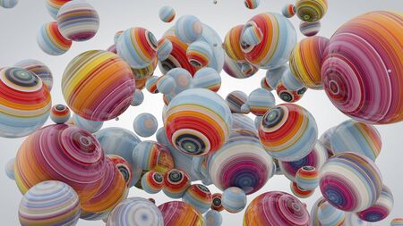 Abstract background with balls, 3D rendering, stretched pixels textureの写真素材