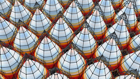 Abstract background with cones, 3D rendering, stretched pixels textureの写真素材