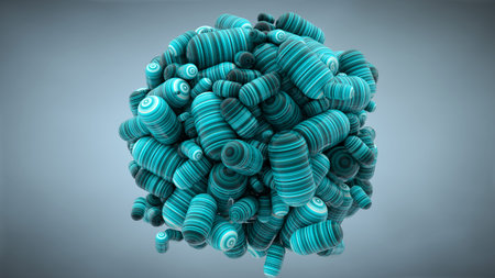 Abstract cloud with capsules; tablets; 3D rendering; stretched pixels textureの写真素材