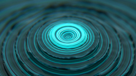 Abstract illustration with discs, 3D rendering, stretched pixels textureの写真素材