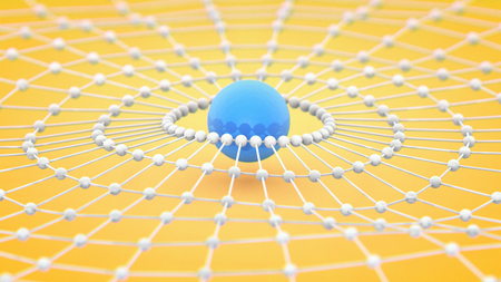 A spider web atom array illustration, 3D renderingの写真素材