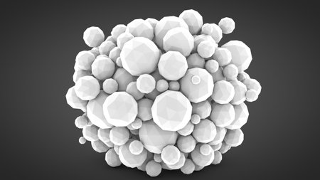 Abstract background with spheres, 3D rendering, plastic materialの写真素材