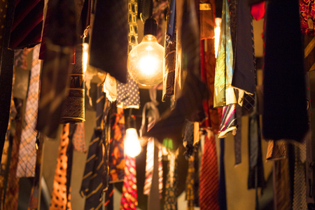 Vintage light bulbs in tiesのeditorial素材