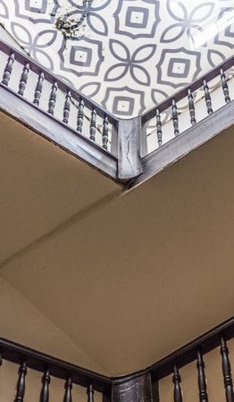 Wooden railing in an old european houseのeditorial素材