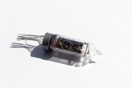 Nixie tubes IN-14 on a white background, hard light