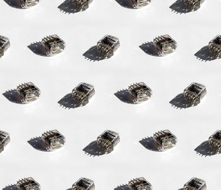 Seamless pattern of nixie tubes IN-12 on a white background, hard lightの写真素材