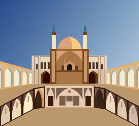 Aga Bozorg Mosque in Iran in the city of Kashan, vector illustrationのイラスト素材