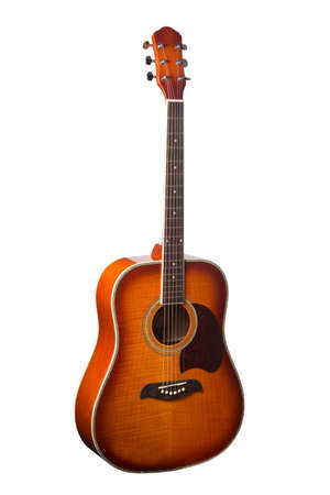 Natural Wooden Classical Acoustic Guitar Isolated on a White Backgroundの写真素材