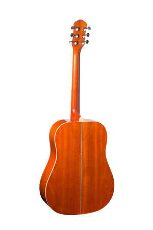 Acoustic guitar Isolated on a White Background. Back viewの写真素材