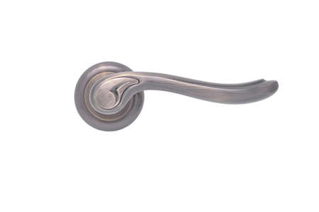 Metal door handle isolated on white background side viewの写真素材