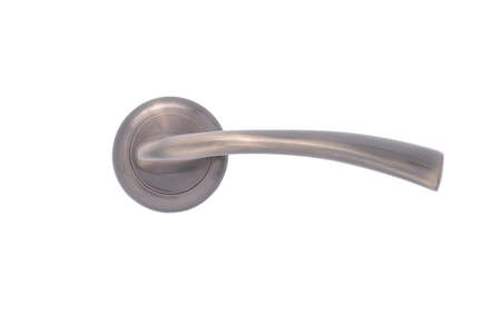 Metal door handle isolated on white background side viewの写真素材